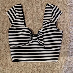 OBOE Black & White Striped Crop Top